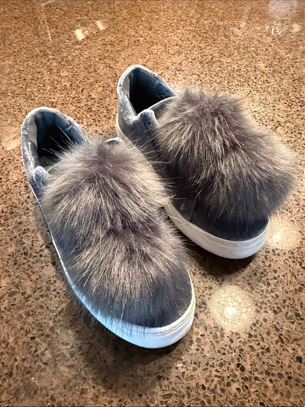 Sam Edelman Gray Faux Fur Slip-On Sneakers